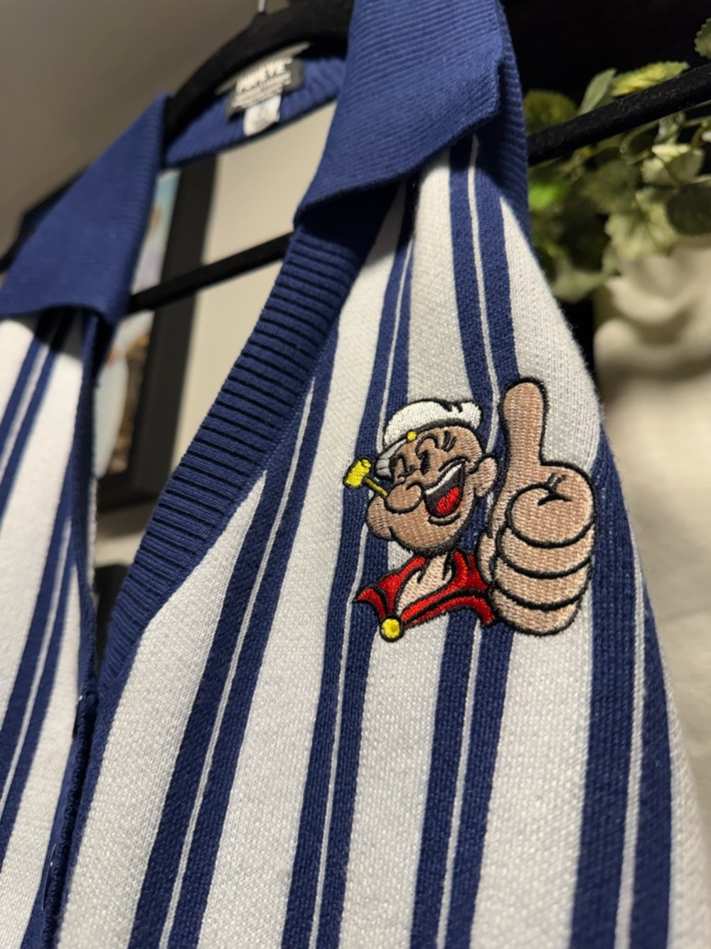 Popeye x Unique Vintage Blue/White Striped Halter Top ⚓️ | Rare Collab | Size M - Picture 3 of 7